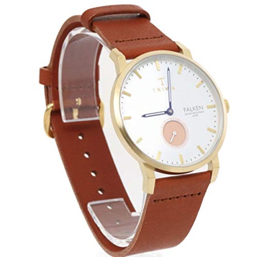 TRIWA Falken Men's and Women's Unisex Watch with Small Seconds, White and Brown Leather Strap, FAST113-CL010213 [Parallel Import]