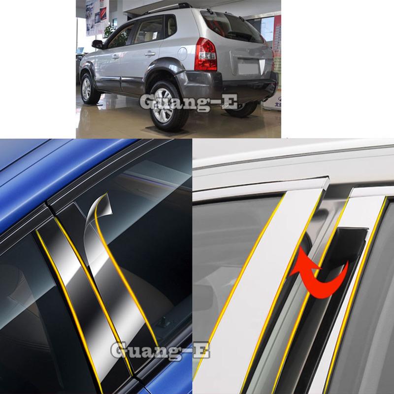 Car TPU/Glossy Mirror Pillar Post Cover For Hyundai Tucson 2007 2008 2009 2010 2011 2012-2014 Door Trim Window Molding Sticker