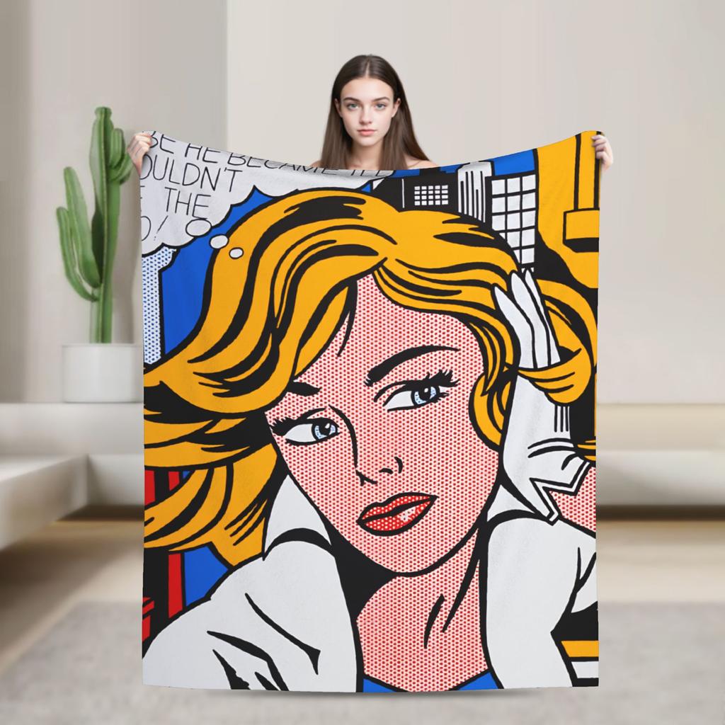 Roy Lichtenstein Pop Art Blanket  Warm Soft Aesthetic Plush Throw Blanket For Home Decor Picnic Flannel Bedspread Bed Cover