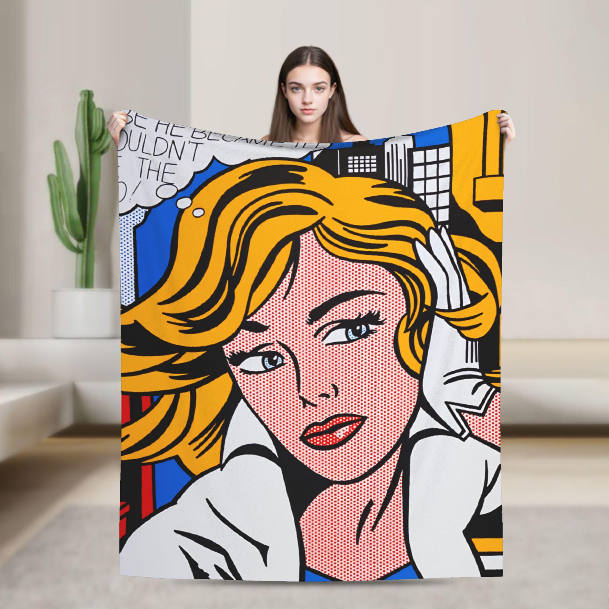 

Roy Lichtenstein Pop Art Blanket Soft Warm Funny Plush Throw Blanket For Couch Bed Camping Flannel Bedspread Bed Cover 130x150cm