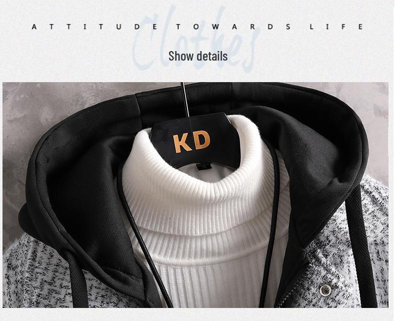 Trendiger zweiteiliger Mantel aus Kunstwolle mit Samtfutter für Herren