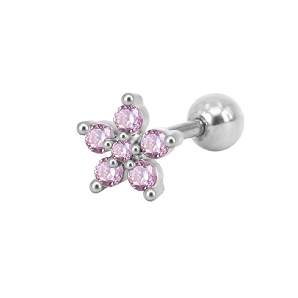 Fashion Simple Exquisite Flower Shape Zircon No Allergy Ear Studs Women Jewelry Gift