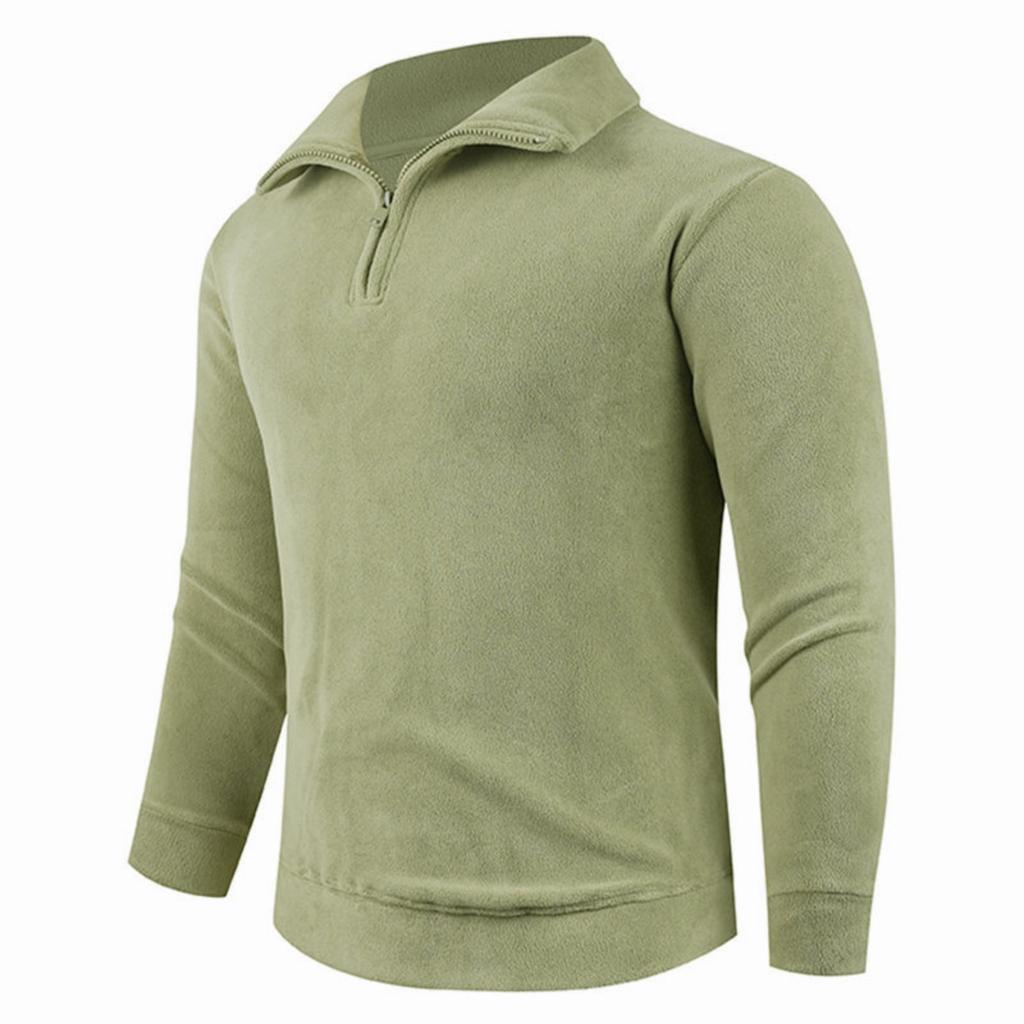 Lässige lockere Fleecejacke für Damen und Herren, Herren einfarbiges Sweatshirt mit Stehkragen und halbem Reißverschluss