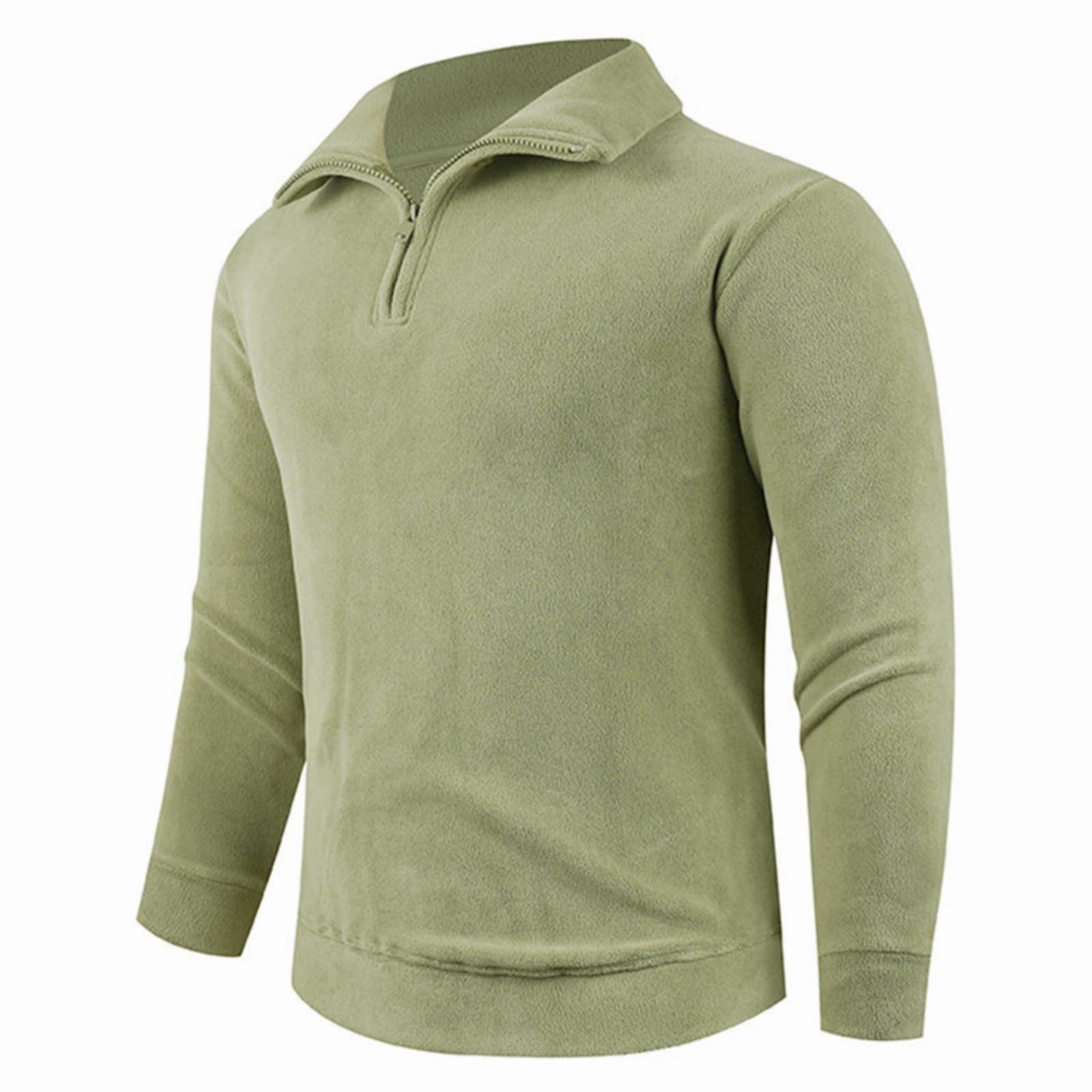 

Мужская и женская повседневная свободная флисовая куртка с двусторонним ворсом, мужская однотонная толстовка с полумолнией и воротником-стойкой XXL зелёный