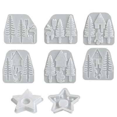 Easy Release Silicone Mold for Crafting Candle Holder Star Shaped Gypsum Candlestick Base Mold Jewelry Making Tool