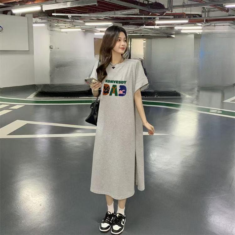 A New Loose, Casual, Plus-size, Laid-back and Slimming Korean Style T-shirt Dress for Summer