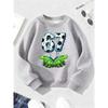 Kids Unisex Crewneck Sweatshirt, Dripping Soccer Texture Number 67 With Neon Green Cartoon Cupped Hands Print Pullover For 7th Birthday Soccer Fan