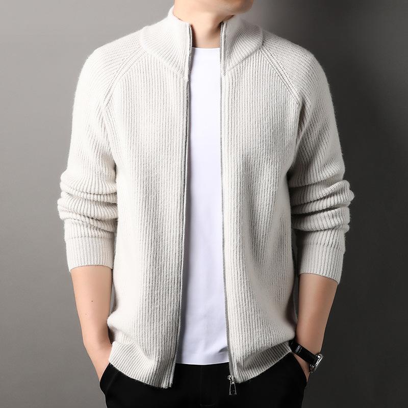 Autumn Men's Cardigan Thickened Knitted Jacket Young and Middle-aged Men's Loose Large Size Sweater