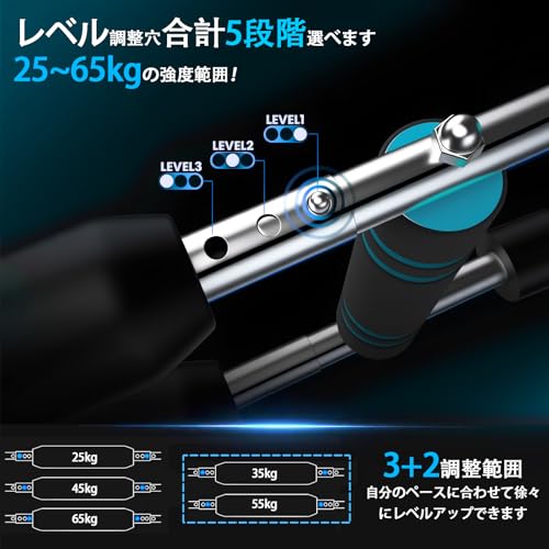 [Neues Modell 2025] Krafttrainingsgerät, 5-stufige Intensitätsverstellung, 25-65 kg, Twister Armtrainer, Armstange, Brustübung, Expander, Brustmuskel