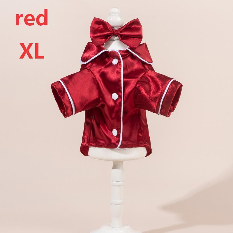 Satin Dog Pajama Set Cute Pet Sleepwear with Matching Bow Headband Soft Outfit for Tiny Puppy Kitten Indoor Wear