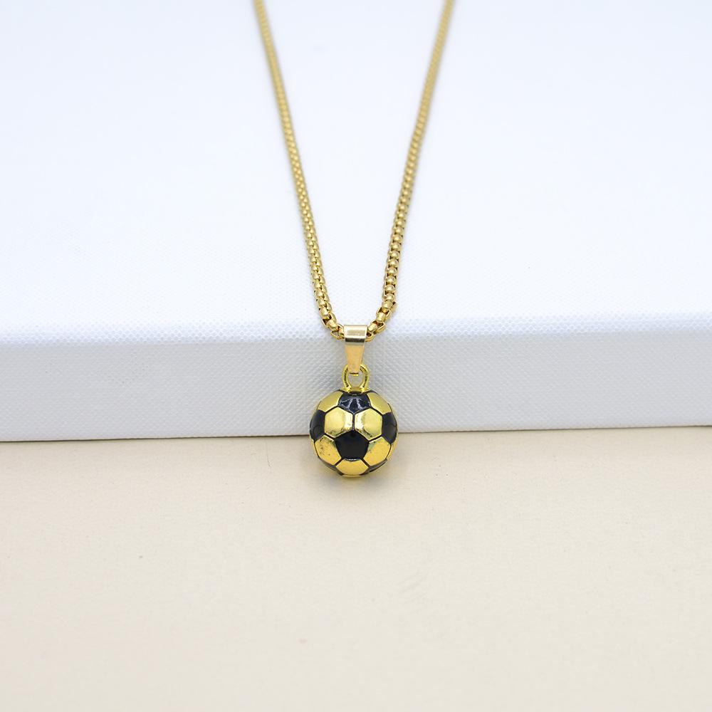 3D-Gold-Fußball-Weltmeisterschafts-Halskette: Hip-Hop-Anhänger aus einer Legierung mit Drip-Oil-Design – Das perfekte Geschenk für Jungen.