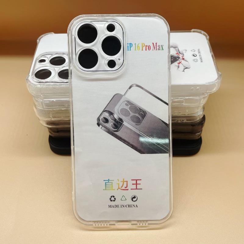 New iphone16 transparent mobile phone case apple 15/14/13 promax four corners anti-drop fine hole all-inclusive soft case
