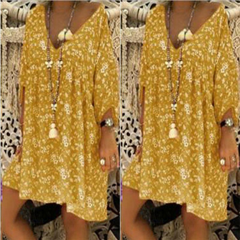 Neck V Women Caftan Baggy Dress Ladies Vintage Hippie Boho Beach Cover Plus Size