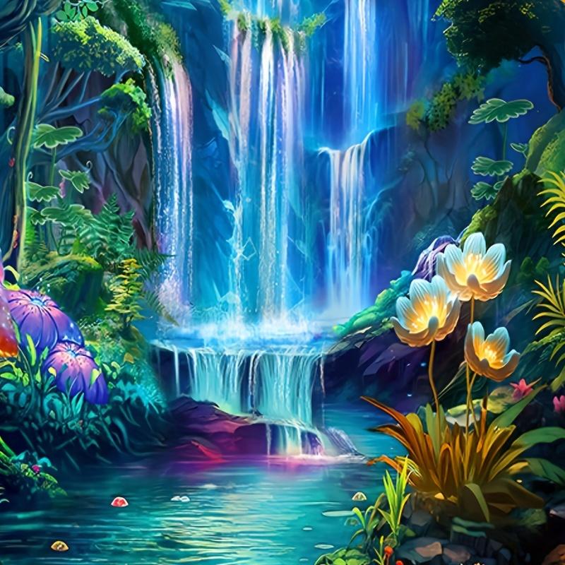 Tropical Rainforest Landscape Tapestry, Waterfall Jungle Printed Mural, Natural Landscape Living Room and Bedroom Decoration