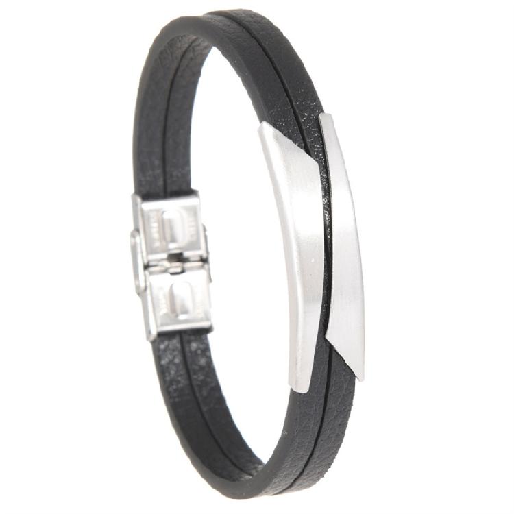 Minimalists Sturdy PU Leather Handmade Bracelet Ergonomic Designs for Workouts and Social Occasions стали