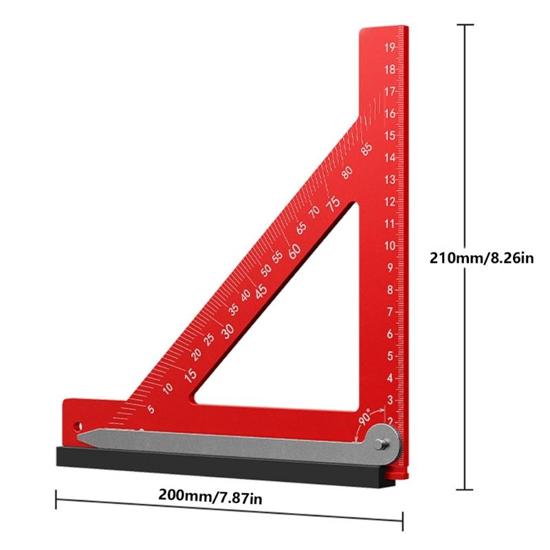 90 Degree Right Angled Ruler for Carpenter Aluminum Triangles Ruler for Precise Angled Marking and Straight Line Drawing