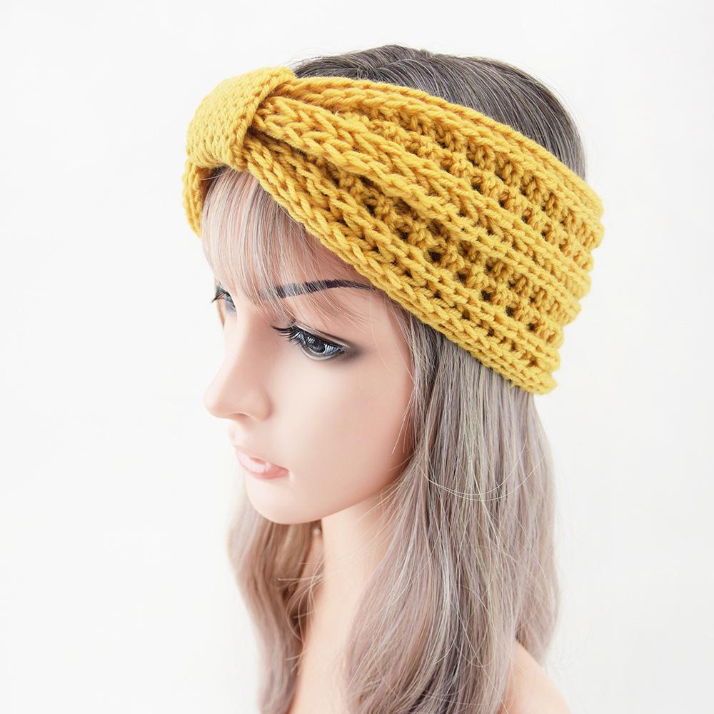 Scaldacapo a Maglia Caldo con Spiga di Grano e Fiocco - Stile Europeo e Americano, Accessorio per Capelli in Lana Fatto a Mano