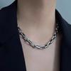 Silver Color Metal Necklace Thick Hollowed-out Necklace Hip Hop Man Necklace  Daily Wear