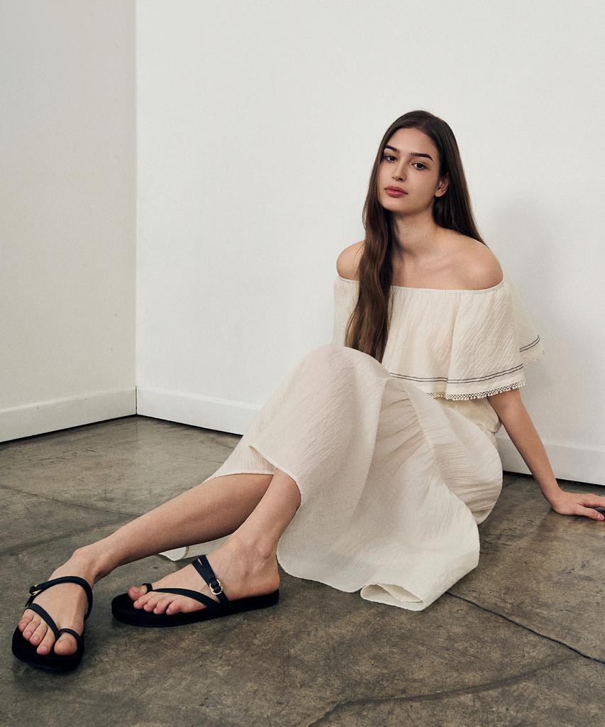 Laneonkyulleoseu Flow Shirred Long Skirt_Ivory