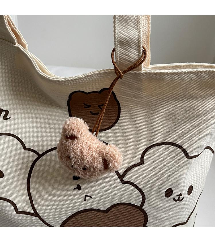 Women's Large Casual Canvas Tote - Summer Cartoon Bear Design for College & Commute