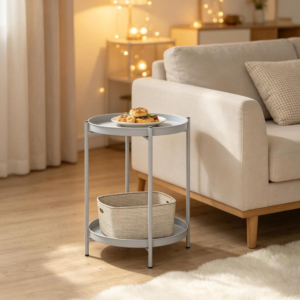 Storage Side Table, Stylish Sofa Table, Round Coffee Table, Nightstand, Plant Stand (only with sofa table)