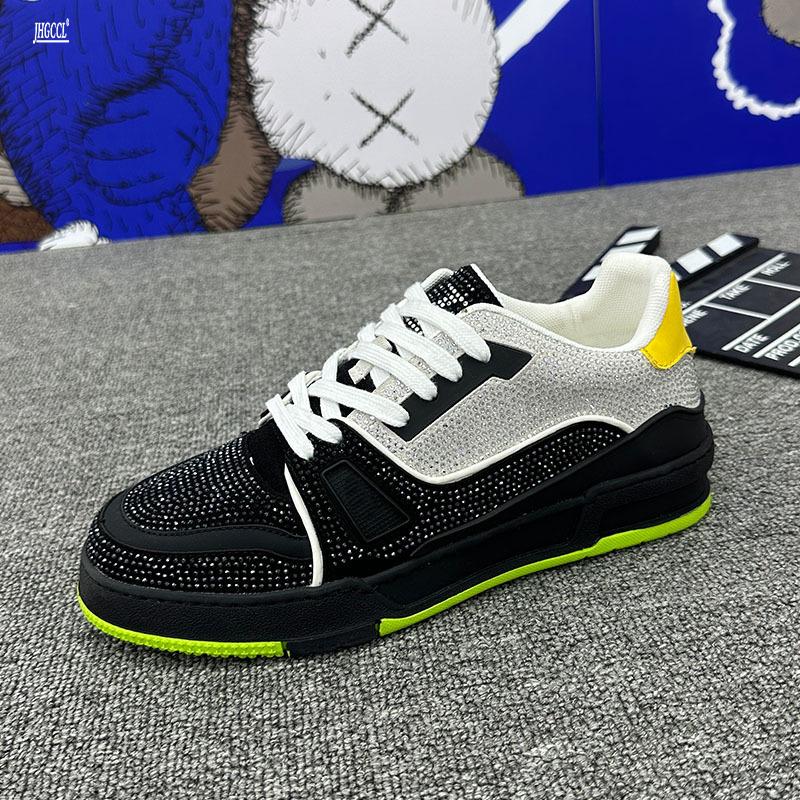 Men's Premium Rhinestone Casual Shoes Men's Fashio N Flat sneakers.Luxury Skateboard Shoes A8