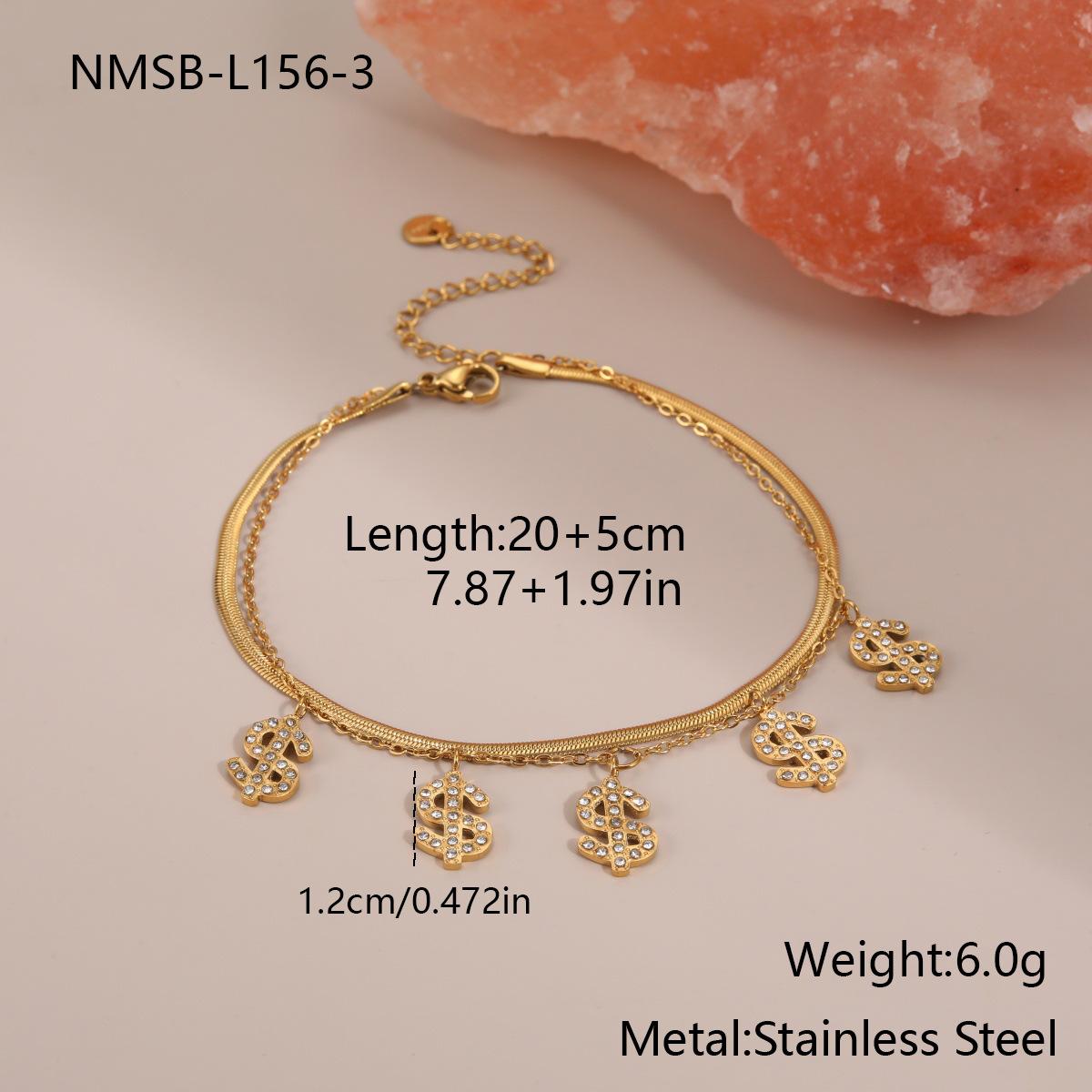 GEMCHIC Women s Fashion Gold Plated Stainless Steel Bracelet with Dollar Sign and Evil Eye Charm for Daily Party