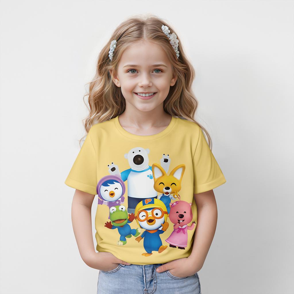 Children Summer Cartoon Girls Fashion T-shirt 3D Print T-shirt Casual Kids Top Casual 2024 New Clothes
