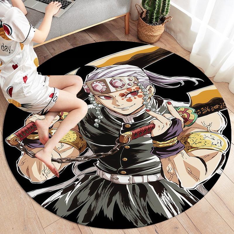 Tappeto Rotondo Demon Slayer Tappeto Tappeto Per Soggiorno Camera Da Letto Divano Sala Giochi Decorazione Tappetino Antiscivolo