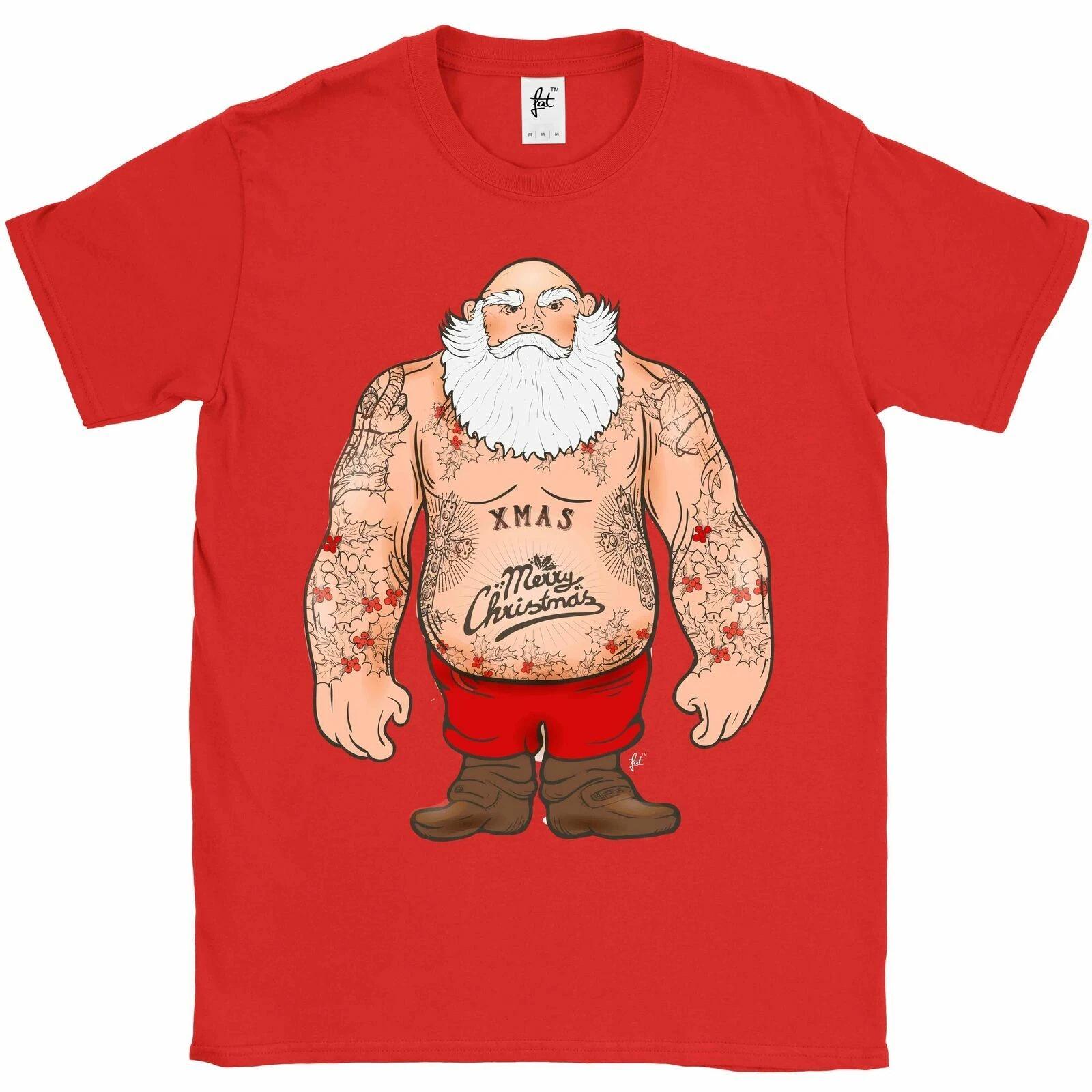 Shirtless Santa Covered In Tattoos For Christmas Mens T-Shirt S