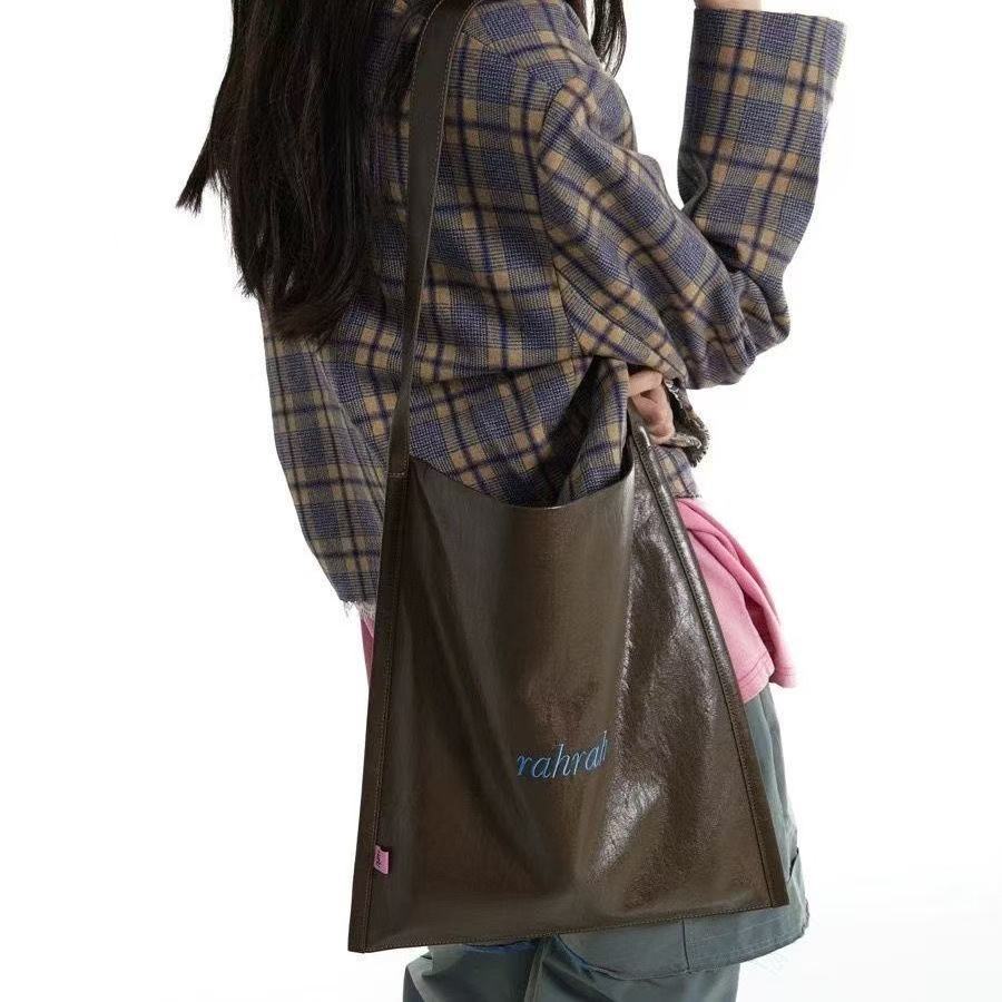Solid Color Tote Bag With Embroidered Letters For Daily Use