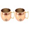 Copper Nickel Round Shaped Hammered Design Moscow Mule Beer Mug Cup, Volume-530ML, Set of 2