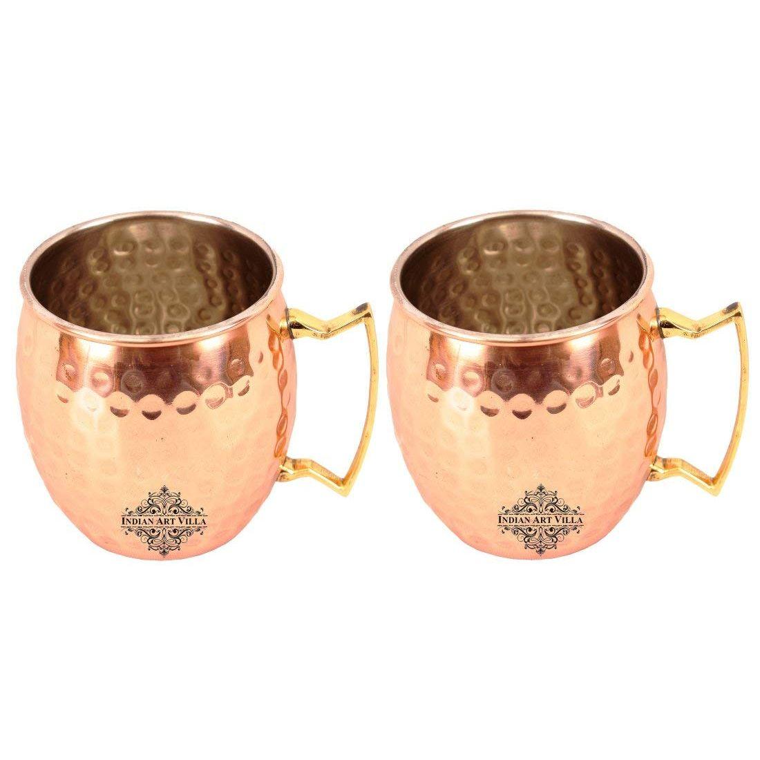 

Copper Nickel Round Shaped Hammered Design Moscow Mule Beer Mug Cup, Volume-530ML, Set of 2
