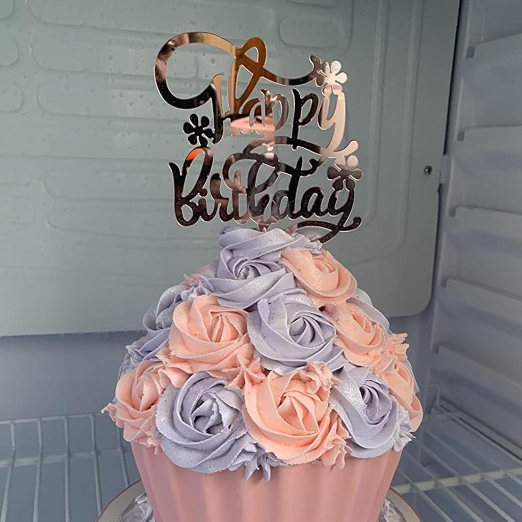 Restards Roségold Happy Birthday Cake Topper Herz Rosa Perlen Cupcake Topper für Mädchen Prinzessinnenparty Dekorationen Zubehör