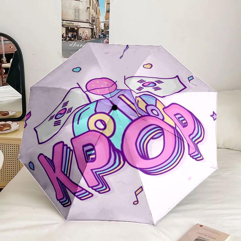 Love Kpop Music Festival Umbrella 8-Frame for Travel, Camping, Casual Lightweight Portable Umbrella, Essential for Every Family Holidays Gift