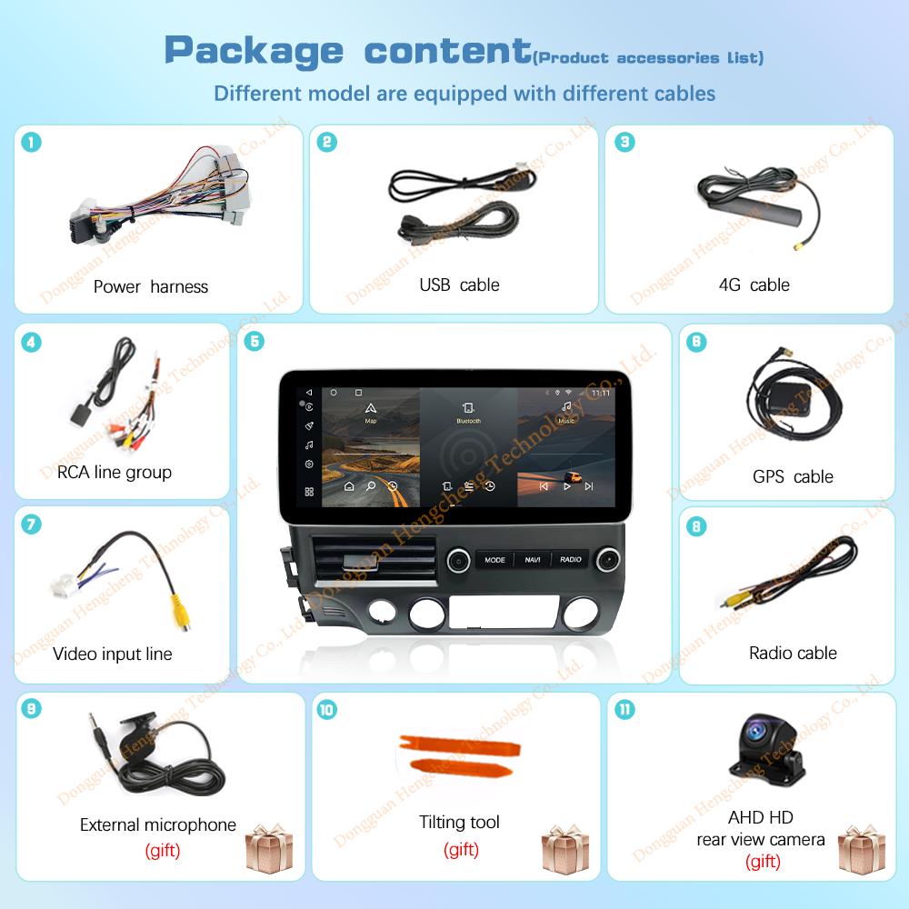 12.3" For Honda Civic 2005 - 2012 Car Multimedia Player Video GPS Navigation Radio Android12 8+128G 8Core CarPlay 4G 360Camera