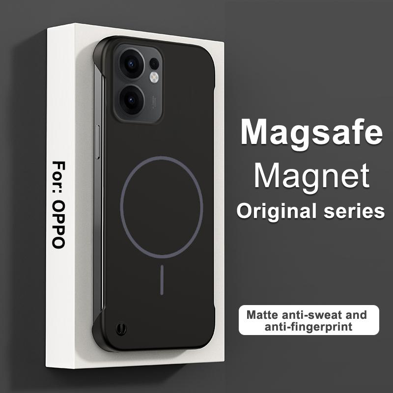 For Magsafe Frameless Anti-Fall Case For Reno 13F 12 Pro 12F Hard PC Ultra Thin Frosted Wireless Charging Back Case For Bumper