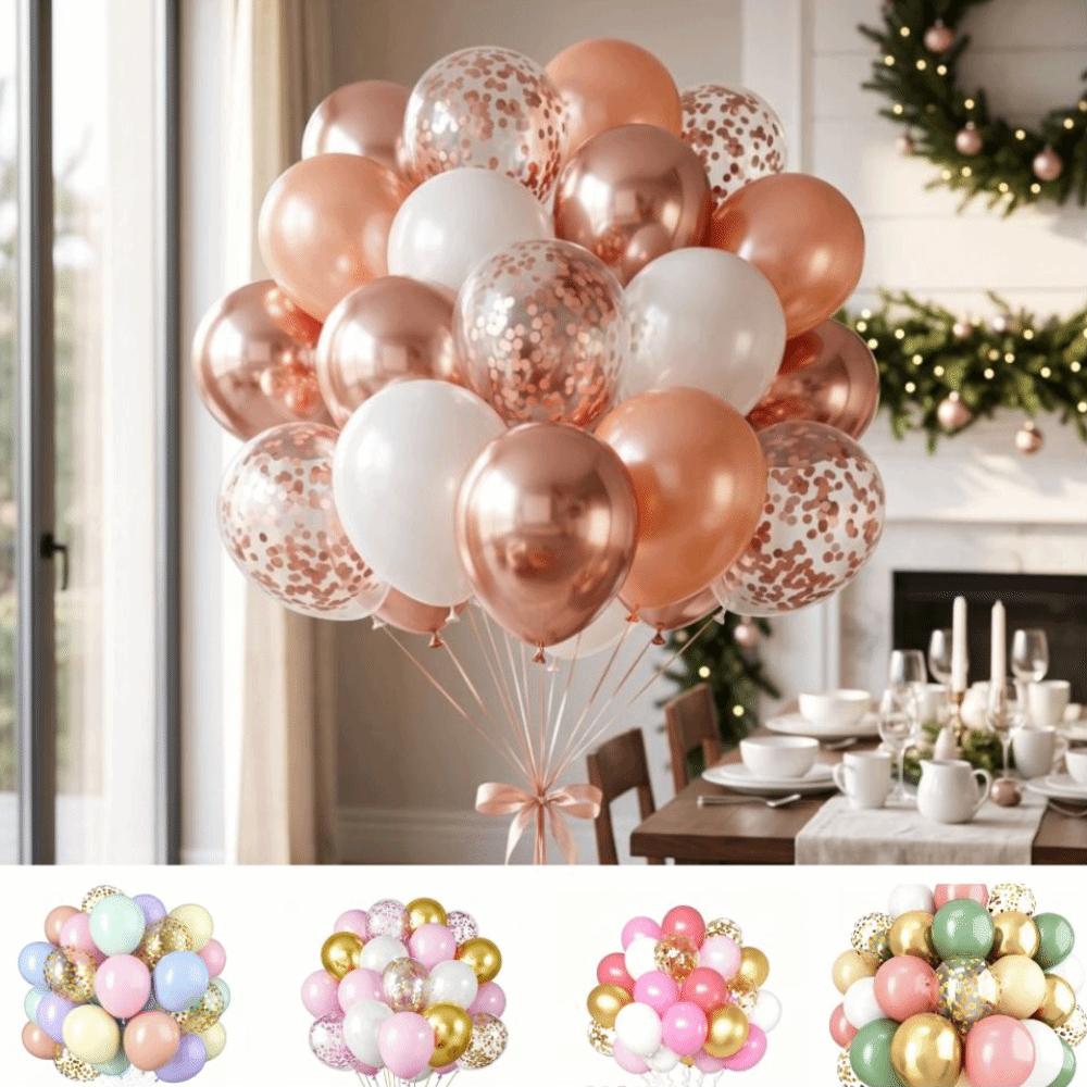 30Pcs 12 Inch Confetti Balloons Metallic Finish Balloons Set Latex Balloons Wedding Decoration