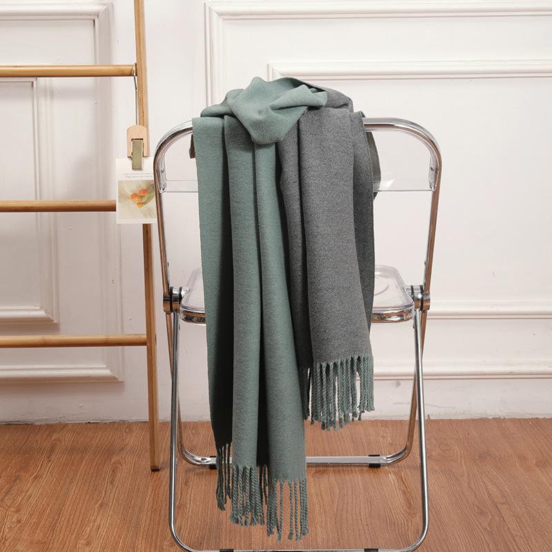 Double-sided Two-color Scarf for Women Autumn and Winter High End New Wool Scarf Shawl Imitation Cashmere Scarf