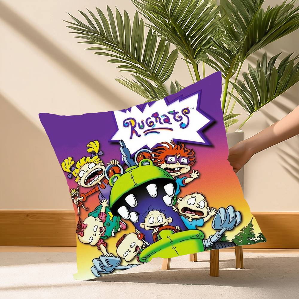 Hot Cartoon R-RugratsS Pillow Case Soft Plush Fabric Double Sided Print Decorative Home Living Room Gift Cushion