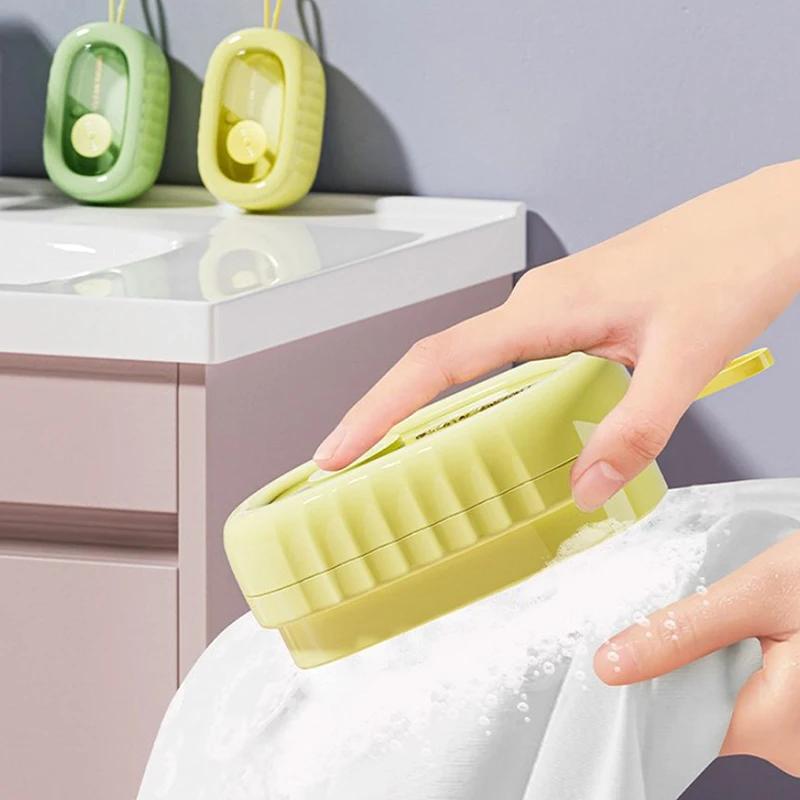 Soft Rubber Foaming Roller Laundry Brush Laundry Detergent Underwear Cleaning Brush Press and Add Liquid Brush