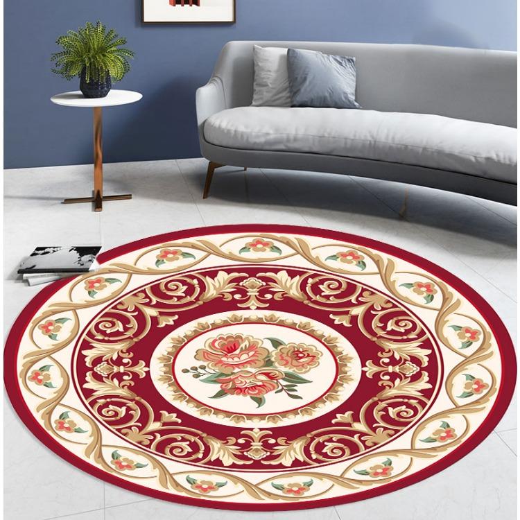 WTEMPO Round Ethnic Style Carpet Full Shop Washable Living Room Carpet Foldable Floor Mat