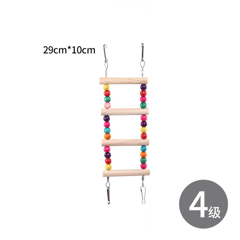 Wood Parrot Toys Bird Toy Cage Bird Accessories Swing Suspension Bridge Ball Cage Bells Pet Supplies Set