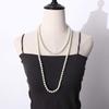 French Luxury Korean Style Long Necklace Imitation Pearl Sweater Chain Women Choker Clavicle Chain