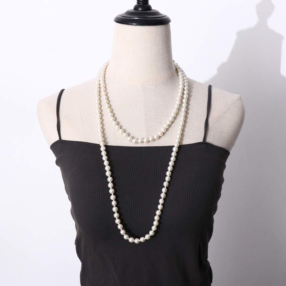 French Luxury Korean Style Long Necklace Imitation Pearl Sweater Chain Women Choker Clavicle Chain