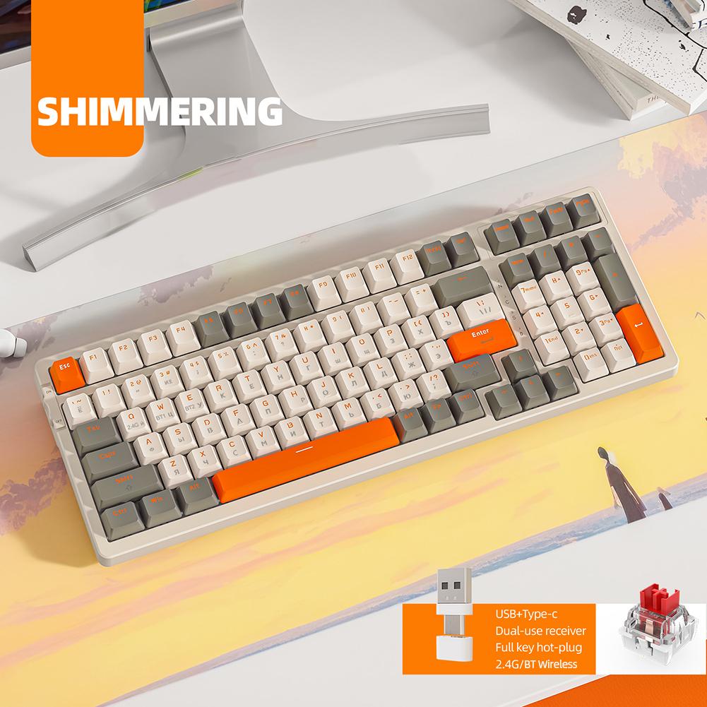 RU/EN K96 100Key BT5.0/2.4G Wireless Gaming Mechanical Keyboard Hotswap Satellite Axis Gaming Keyboard USB/Type-C Dual Connector