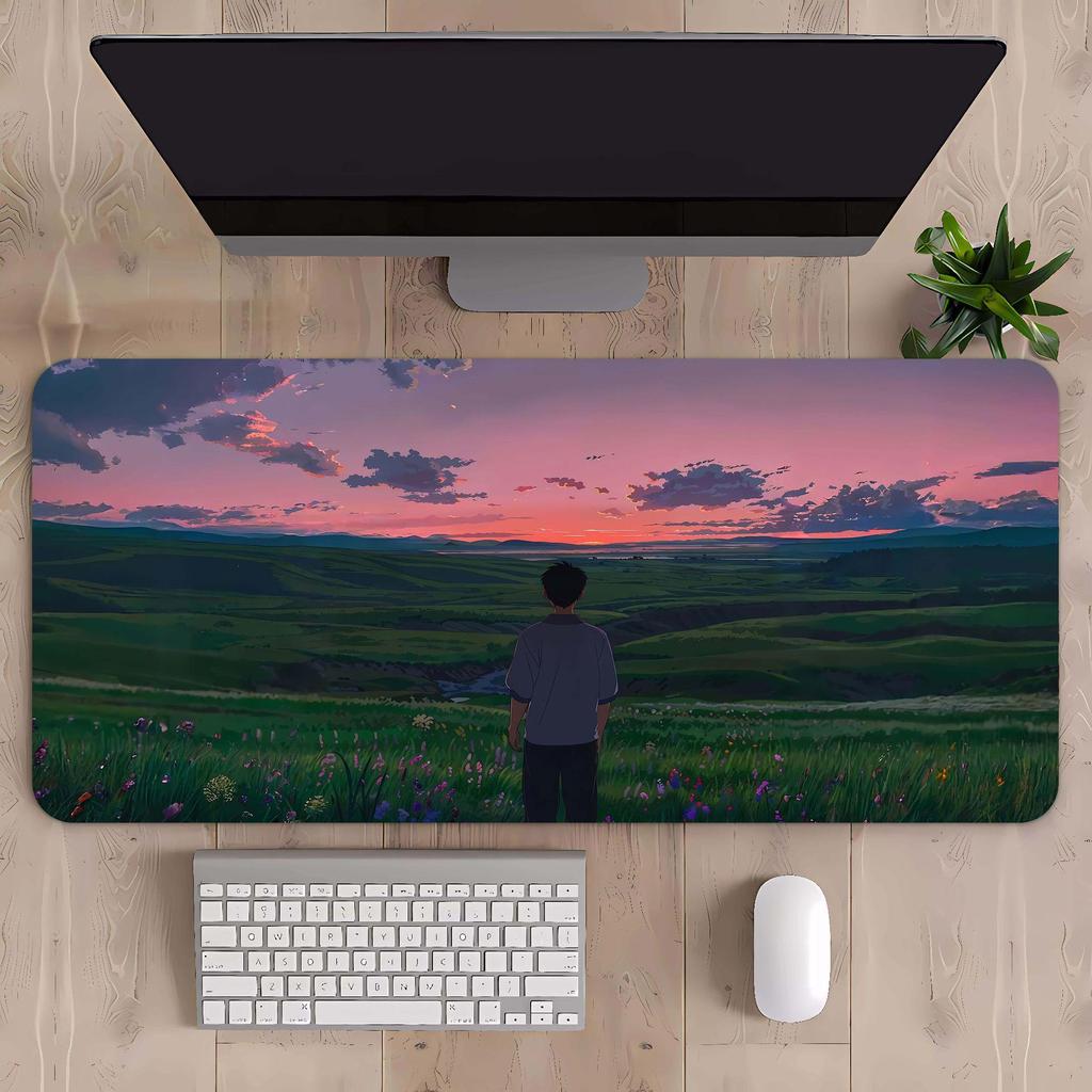Extra Large Mountain Landscape Mouse Pad with Thickened Lock Edge for Office Desks