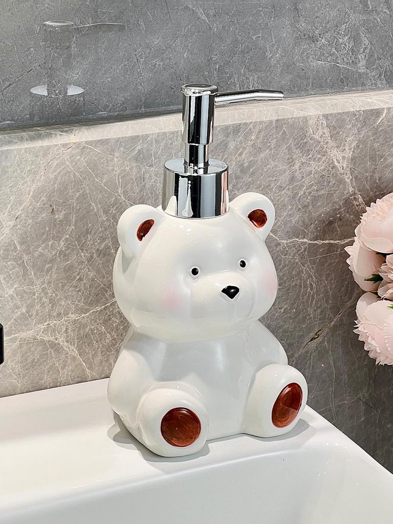 Ceramic teddy bear hand sanitizer press bottle bathroom shampoo and shower gel dispenser bottle bathroom soap dispenser