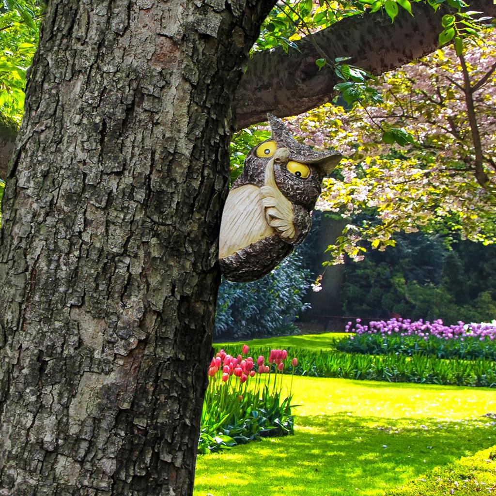 Owl Garden Tree Hanging Outdoor Garden Tree Decorations Animal Statues Hiding Art Ornaments