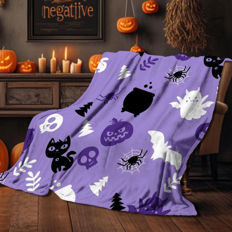 Halloween Print Flannel Blanket Soft Cozy Throw Bed Sofa Plush Fleece 70x100 To 150x200cm